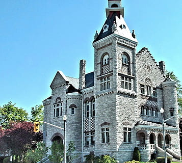 arquitectura, edificio, edificio, piedra, Canadá, arquitectura, edificio, piedra, Ontario, exterior del edificio, historia, torre, nadie, vista de ángulo bajo, estructura construida, cielo, espiritualidad, religión, cielo limpio, lugar de adoración, creencia, naturaleza, el pasado, azul, planta, día, al aire libre, reloj, 1080P, CC0, dominio público, libre de derechos