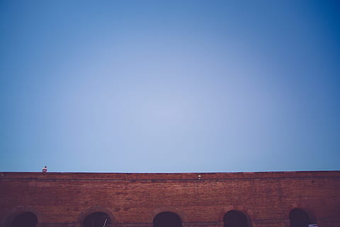 bro, mursten, blå, himmel, arkitektur, kopiere plads, skyfri himmel, natur, bygget struktur, lav vinkel visning, dag, ingen mennesker, udendørs, gruppe af dyr, bygning udvendig, stående, horisont, miljø, scenics - natur, 5K, CC0, offentligt domæne, royaltyfrie