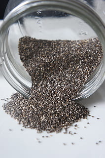 food, dry, glass, blur, batch, chia, close-up, condiment, cooking, epicure, focus, jar, seeds, indoors, food and drink, container, selective focus, still life, ingredient, seasoning, spice, glass - material, no people, high angle view, table, freshness, seed, wellbeing, healthy eating, preparation, caffeine, 4K, CC0, public domain, royalty free