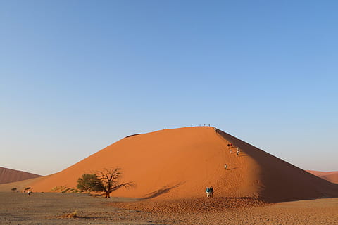 45, namibia, namib, ørken, sand, rød, landskab, Doré, himmel, blå, Afrika, turisme, rejse, eksotisk, bakke, natur, scenics - natur, jord, Klit, miljø, rolig scene, rejsemål, klima, ikke-urbane scene, fjern, ro, skønhed i naturen, tørt klima, ingen mennesker, udendørs, halvtørre, 5K, CC0, offentligt domæne, royaltyfrie