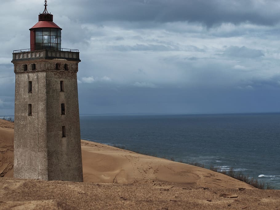 mer, eau, Naturel, gars, ciel, la mer, vue, Danemark, Côte ouest, côtier, phare, horizon au-dessus de l'eau, nuage - ciel, la tour, horizon, structure construite, architecture, extérieur du bâtiment, orientation, bâtiment, plage, terre, paysages - nature, beauté dans la nature, Sécurité, protection, personne, en plein air, 2K
