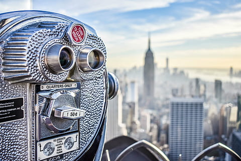 close-up photography telescope, building, structure, sky, infrastructure, window, establishment, hotel, city, urban, architecture, camera, viewer, lookout glass, coin-operated binoculars, cityscape, travel destinations, tourism, building exterior, travel, urban skyline, no people, built structure, binoculars, focus on foreground, tower, coin operated, skyscraper, office building exterior, close-up, outdoors, financial district, silver colored, 5K