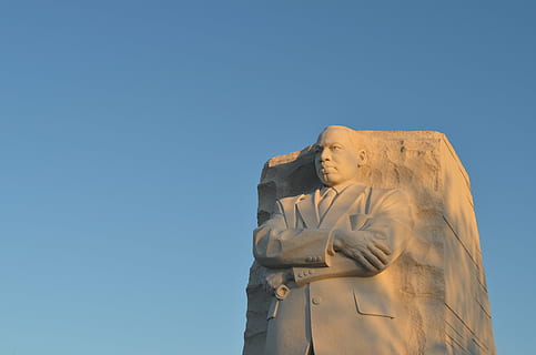 martin luther king statue, martin, luther, king, statue, blue, sky, man, sculpture, art, design, clear sky, no people, day, outdoors, close-up, human representation, low angle view, representation, copy space, art and craft, male likeness, nature, creativity, craft, spirituality, religion, architecture, female likeness, 4K