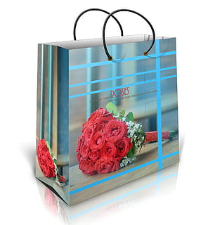 Papier-, Tasche, Design, kreativ, Probe, Blume, Rose, blühende Pflanze, Pflanze, Schönheit in der Natur, Frische, drinnen, Natur, weißer Hintergrund, rot, keine Leute, Nahansicht, Studioaufnahme, Stillleben, pinke Farbe, Glas - Material, Anordnung, Container, Verletzlichkeit, Blütenkopf, Blumenschmuck, Strauß, Blumenstrauß, 2K, CC0, gemeinfrei, lizenzfrei