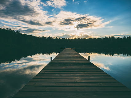cloud, clouds, dawn, dock, forest, lake, landscape, light, outdoors, reflection, sky, summer, sun, sunset, travel, water, wood, wooden flooring, tranquility, tranquil scene, beauty in nature, scenics - nature, tree, cloud - sky, wood - material, the way forward, nature, pier, plant, direction, no people, non-urban scene, wood paneling, 4K