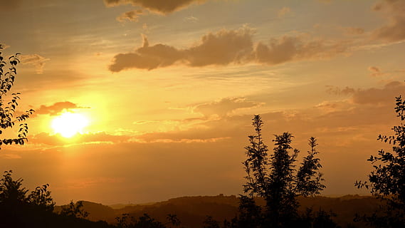 tramonto, sole, crepuscolo, sera, cielo, nuvole, Francia, sole steso, natura, luce, la tranquillità, bellezza nella natura, nessuno, scena tranquilla, albero, nuvola - cielo, scenics - natura, pianta, luce del sole, silhouette, idilliaco, scena non urbana, colore arancione, raggio di sole, terra, foresta, all'aperto, albero di conifere, 5K, CC0, dominio pubblico, privo di copyright