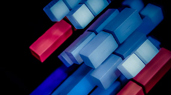 background, blocks, blue, red, design, pattern, repetition, building blocks, texture, shape, technology, three dimensional, indoors, transparent, close-up, studio shot, reflection, black background, crystal, no people, science, glass - material, cube shape, connection, geometric shape, household equipment, industry, silver colored, 2K, CC0, public domain, royalty free