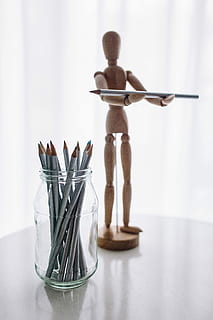 mannequin, various, poses, Wooden, hand, wood, model, yarn, pencils, puppet, posing, dummy, doll, figure, thread, gesture, people, full length, one person, white background, shirtless, indoors, adults only, table, figurine, rear view, still life, large group of objects, studio shot, choice, standing, shoe, human representation, variation, representation, adult, glass - material, 5K