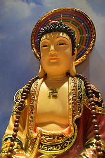 statua del dio indù, Budda, io ca, scultura, statua, religione, rappresentazione umana, credenza, arte e artigianato, spiritualità, color oro, rappresentazione, idolo, nessuno, somiglianza maschile, creatività, avvicinamento, concentrarsi sulle conoscenze acquisite, oro, ornato, 4K, CC0, dominio pubblico, privo di copyright