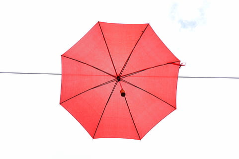 red, pattern, triangles, shape, protection, shapes, umbrella, white background, cut out, paper, single object, security, studio shot, no people, white color, directly above, still life, string, design, open, celebration, craft, 5K, CC0, public domain, royalty free