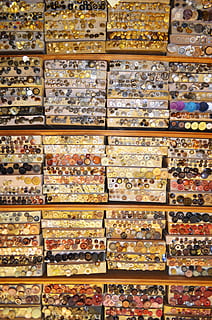 Buttons, Accessories, Knobs, Design, Set, fashion, sewing, equipment, textile, tailor, needlework, decoration, industry, emblem, decorate, simple, background, sewn, craft, stitched, handmade, material, handcraft, sale, market, display, shelf, variation, large group of objects, retail, in a row, choice, store, abundance, indoors, no people, order, multi colored, full frame, arrangement, for sale, backgrounds, collection, food and drink, shopping, consumerism, 4K