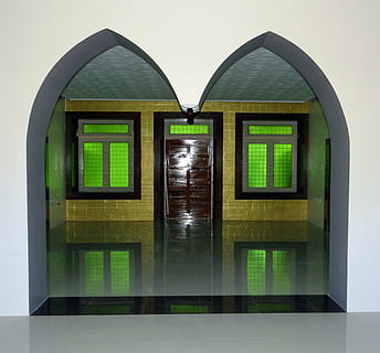 interior, rpli, perete, decor, arcuri, ferestre, uşă, gresie, textură, Dharwad, India, arhitectură, reflecţie, Culoarea verde, nici o persoana, construită, în interior, Intrare, clădire, fereastră, iluminat, sticlă - material, montare pe perete, transport, tehnologie, direcţie, modern, protecţie, 2K, CC0, domeniu public, fără drepturi de autor