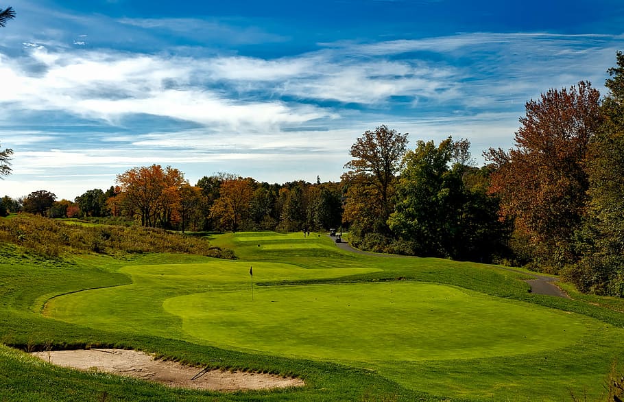 temporades, tardor, caure, fullatge, colorit, paisatge, a l'aire lliure, cel, núvols, escènic, hdr, camp de golf de gillette, Litchfield, connecticut, naturalesa, esports, golf, bosc, arbres, boscos, bonic, curs de golf, herba, arbre, planta, color verd, bellesa a la natura, tranquil·litat, escena tranquil·la, escenics - natura, núvol - cel, medi ambient, cap gent, verd - camp de golf, escena no urbana, dia, terra, 1080P