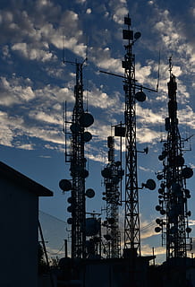 torres, communications, sky, clouds, repeater, wave, structure, antennas, backlight, technology, industry, tower, cloud - sky, architecture, built structure, no people, low angle view, nature, connection, outdoors, sunset, communication, fuel and power generation, building exterior, metal, tall - high, silhouette, global communications, power supply, stage, 5K, CC0, public domain, royalty free