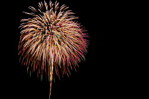 razzo, fuochi d'artificio, Moerenuma, notte, Fuochi artificiali, fuochi d'artificio - Oggetto creato dall'uomo, celebrazione, sfondo nero, nessuno, fuoco d'artificio, illuminato, movimento, che esplode, Inquadratura dal basso, evento, copia spazio, lunga esposizione, cielo, cultura artistica e intrattenimento, multicolore, natura, raggiante, luce, movimento sfocato, scintille, 4K, CC0, dominio pubblico, privo di copyright