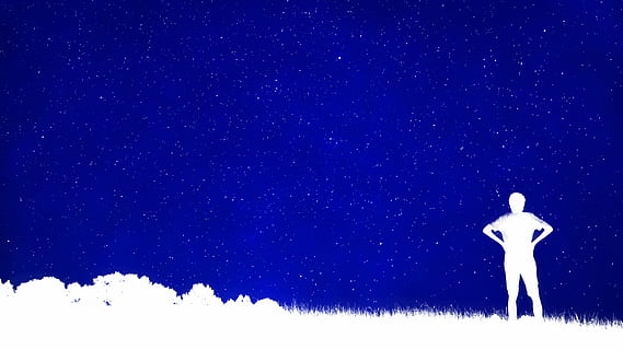 persona, in piedi, erba, blu, illustrazione del cielo, composizione, comporre, silhouette, cielo stellato, cielo, stella, notte, cielo notturno, atmosfera, umore, universo, buio, mistico, cielo serale, galassia, cosmo, costellazione, astronomia, paesaggio, umano, gioia, spazio, uomo, solo, surreale, inverno, la neve, temperatura fredda, Natale, natura, una persona, cielo sereno, campo, bellezza nella natura, Inquadratura dal basso, persone reali, scenics - natura, terra, stella - spazio, la tranquillità, stili di vita, all'aperto, braccio umano, nevicando, 5K, CC0, dominio pubblico, privo di copyright