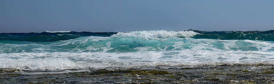 havbølge, bølger, vand, surf, ocean, hav, spray, vind, plaske, skum, kyst, bølge, bevægelse, sport, vandsport, surfing, sprøjt, magt i naturen, himmel, skønhed i naturen, strøm, strand, natur, jord, dag, udendørs, scenics - natur, breaking, turkisfarvet, 5K