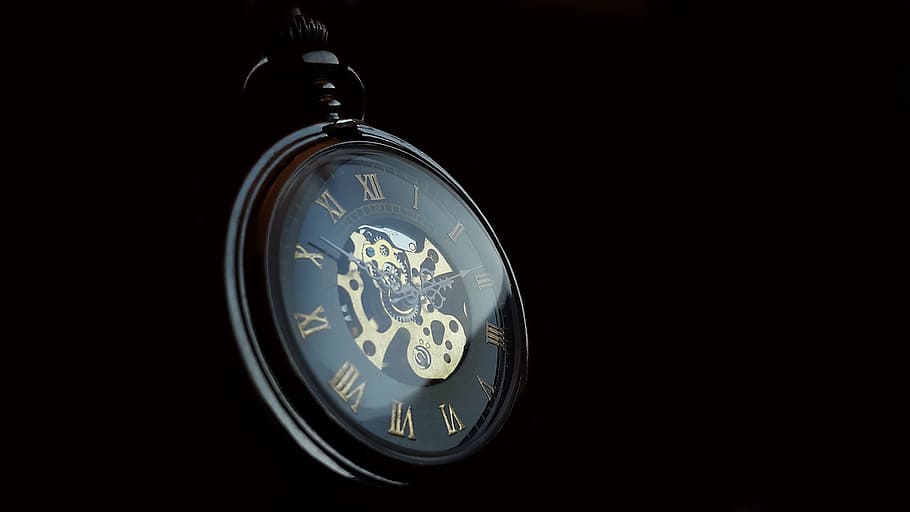 black, pocket, watch, background, pocket watch, clock, time, old, nostalgia, pointer, antique, clock face, time of, horology, dial, hours, wind up, movement, seconds, minutes, old fashioned, close, watches, pocket watches, analog clock, time indicating, datailaufnahme, black background, no people, studio shot, close-up, day, accuracy, indoors, silver colored, instrument of time, metal, timer, number, minute hand, silver - metal, speed, copy space, wristwatch, stopwatch, luxury, personal accessory, 4K