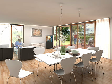 photo, rectangulaire, blanc, table à manger, chaises, à l'intérieur, pièce, intérieur, villa, le rendu, visualisation, architecture, visualisation 3d, visualisation architecturale, paysage, bâtiment, cgi, table, chaise, salle à manger, la fenêtre, chambre domestique, intérieur de la maison, intérieur de vitrine, luxe, meubles, maison, siège, personne, journée, moderne, canapé, richesse, absence, bois - matériau, salon, sol, plafond, 2K, CC0, domaine public, libre de droits