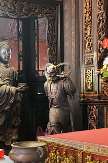 temple, oreilles, construction, art et Artisanat, sculpture, représentation, représentation humaine, statue, la créativité, architecture, spiritualité, structure construite, ressemblance masculine, croyance, religion, lieu de culte, artisanat, à l'intérieur, bâtiment, sculpture - produit artisanal, orné, autel, 4K, CC0, domaine public, libre de droits