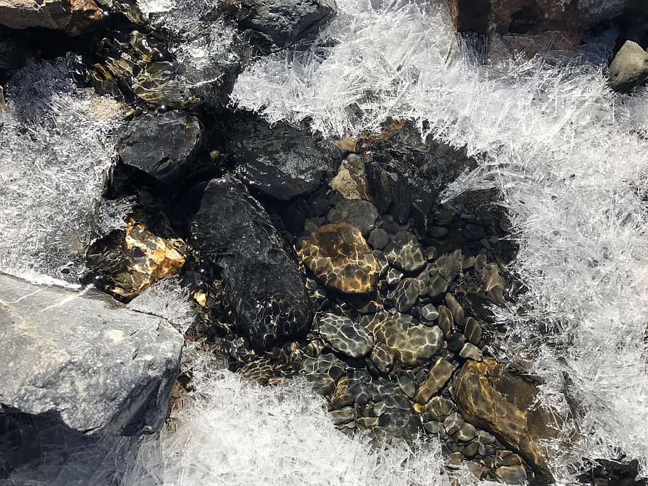 aigua, gel, hivern, flux, gelades, rock, rock - object, sòlid, naturalesa, cap gent, moviment, vista d’angle alt, dia, temperatura de fred, a l'aire lliure, bellesa a la natura, aigua que flueix, primer pla, terra, textura, aspre, que flueix, 4K