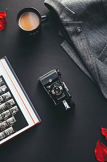 photo, camera, beside, frame, mug, black, digital, device, wooden, table, top, ceramic, cup, work, desk, magazine, leaf, autumn, coffee, hot, drink, suit, high angle view, directly above, no people, indoors, studio shot, close-up, day, camera - photographic equipment, food and drink, photography themes, still life, refreshment, technology, pen, communication, coffee - drink, digital camera, tea cup, 5K