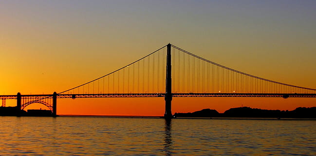 grå, beton, bro, gylden, time, Golden Gate bro, solnedgang, aften, skumring, himmel, naturskøn, farverig, panorama, affjedring, arkitektur, ingeniørarbejde, Bugt, vand, san francisco, california, USA, milepæl, ocean, bybilledet, landskab, bro - menneskeskabt struktur, bygget struktur, forbindelse, rejsemål, hængebro, transportmidler, flod, natur, ingen mennesker, turisme, skyfri himmel, rejse, udendørs, lang, romantisk himmel, 2K, CC0, offentligt domæne, royaltyfrie