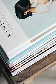 magazines, wooden, stool, Stack, read, reading, kinfolk, women, business, one Person, people, females, adult, indoors, businesswoman, working, business Person, office, young Women, document, young Adult, only women, adults only, one woman only, high angle view, real people, publication, human body part, book, table, education, paper, focus on foreground, leisure activity, unrecognizable person, close-up, selective focus, paperwork, 2K