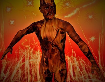 diavolo, diavolo, fuoco, demone, il male, inferno, fuoco, purgatorio, rosso, calore, bruciare, fiamma, fantasia, adulto, persone, ritratto, una persona, evento artistico, vista frontale, rappresentazione, persone reali, colore arancione, in piedi, tre quarti, pianta, arte e artigianato, giovane adulto, dalla vita in su, rappresentazione umana, natura, stili di vita, creatività, donne, terra, composito digitale, bella donna, 2K