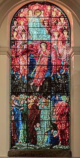 angel, stained, glass, inside, building, religious, tinted, architecture, structure, wall, window, church, art, design, no people, indoors, multi colored, day, close-up, glass - material, built structure, stained glass, art and craft, creativity, building exterior, human representation, representation, wall - building feature, religion, reflection, pattern, mural, 8K, CC0, public domain, royalty free