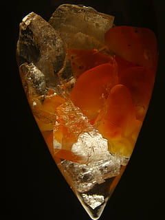 fiole, quarzo, gemme, inserito, arancia, trattamento, bellissimo, cristallo, cibo e bevande, rinfresco, bicchiere, cibo, temperatura fredda, bere, nessuno, natura morta, avvicinamento, girato in studio, in casa, colore arancione, freschezza, congelato, cubetto di ghiaccio, cocktail, alcool, ghiaccio, sfondo nero, 5K, CC0, dominio pubblico, privo di copyright