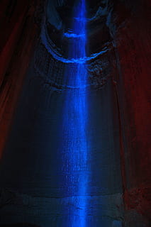 ruby falls, waterfall, tennessee, blue, usa, cave, cavern, nature, rock, erosion, geology, natural, landscape, geological, eroded, stone, no people, low angle view, night, indoors, illuminated, architecture, light - natural phenomenon, dark, rock formation, motion, built structure, water, long exposure, pattern, beauty in nature, flowing, 2K, CC0, public domain, royalty free