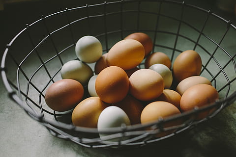 braun, Weiß, Eier, grau, Korb, Silber Metallkorb, Draht, Ei, Hähnchen, Heimstätte, hausgemacht, Bauernhof frisch, Bauernhof, frisches Ei, Lebensmittel, Essen und Trinken, Wohlbefinden, Frische, gesundes Essen, keine Leute, Container, drinnen, große gruppe von gegenständen, Rohkost, High Angle View, Gruppe von Objekten, Nahansicht, tierisches Ei, organisch, Fülle, Schüssel, 4K, CC0, gemeinfrei, lizenzfrei