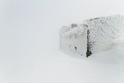 snow, coated, house, miniature, white, background, winter, cold, weather, ice, home, building, establishment, cold - Temperature, cold temperature, white color, beauty in nature, frozen, nature, tranquility, no people, tranquil scene, environment, scenics - nature, day, deep snow, landscape, outdoors, copy space, land, extreme weather, powder snow, 1080P, CC0, public domain, royalty free
