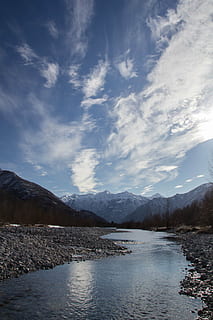 river, sky, clouds, water, italy, landscape, riva, cloud - sky, beauty in nature, mountain, scenics - nature, tranquil scene, tranquility, lake, nature, no people, non-urban scene, mountain range, day, waterfront, idyllic, environment, reflection, outdoors, 2K, CC0, public domain, royalty free