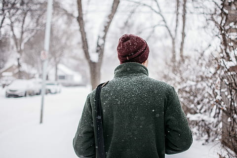 person, rød, strikke, lokk, grønn, topp, ser, trær, snø, Mann, svart, frakk, stående, dekket, kjøretøy, fremover, vinter, portrett, kald, bakfra, utsikt bakover, tre, kaldtemperatur, klær, varme klær, natur, land, anlegg, én person, ekte folk, fokusere på forgrunnen, fritidsaktivitet, dag, skog, livsstil, snowing, utendørs, hette - klær, 5K, CC0, offentlig domene, opphavsrett gratis