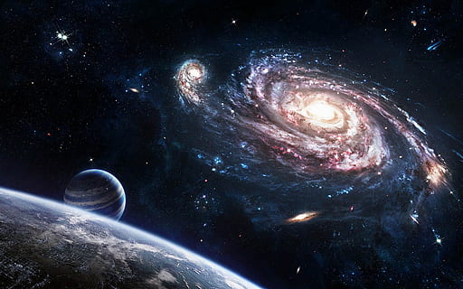 fantasia, mac, irxsiempre, espai, estrella - espai, astronomia, nit, planeta - espai, cel, naturalesa, galàxia, planeta terra, ciència, lluna, cap gent, núvol - cel, vista per satèl·lit, blau, futurista, escenics - natura, medi ambient, orbitant, Lluna planetària, Via Làctea, espai i astronomia, 1080P, CC0, domini públic, lliure de regalies