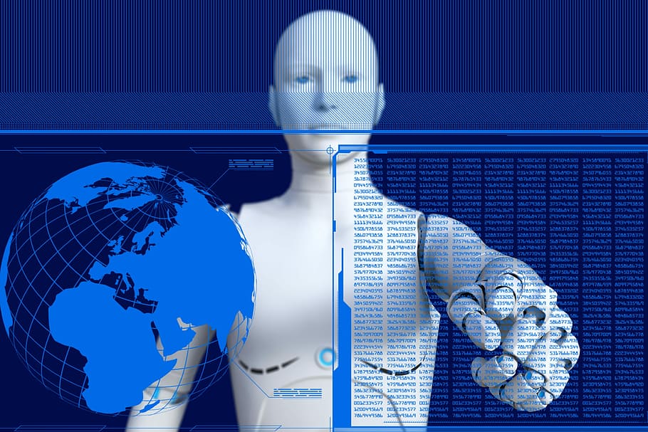 illustrazione del robot, robot, cyborg, futuristico, androide, cibernetica, intelligenza, tecnologia, Internet, blu, attività commerciale, una persona, connessione, dati, girato in studio, tecnologia wireless, in casa, adulto, rete di computer, computer, cyberspazio, comunicazione, rappresentazione, ritratto, rappresentazione umana, vista frontale, composito digitale, comunicazioni globali, 2K