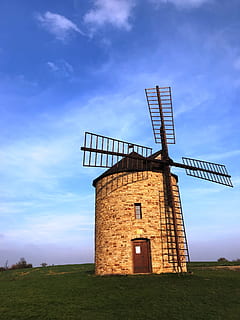 Mühle, Windmühle, Scoop, pfeifen, erneuerbare Energie, Himmel, alternative Energie, Windkraftanlage, Umweltschutz, Turbine, Windkraft, Umgebung, Kraftstoff- und Stromerzeugung, gebaute Struktur, die Architektur, Landschaft, Feld, wolke - himmel, Gebäudehülle, ländliche Szene, traditionelle Windmühle, Land, Natur, Gras, keine Leute, draußen, 4K, CC0, gemeinfrei, lizenzfrei