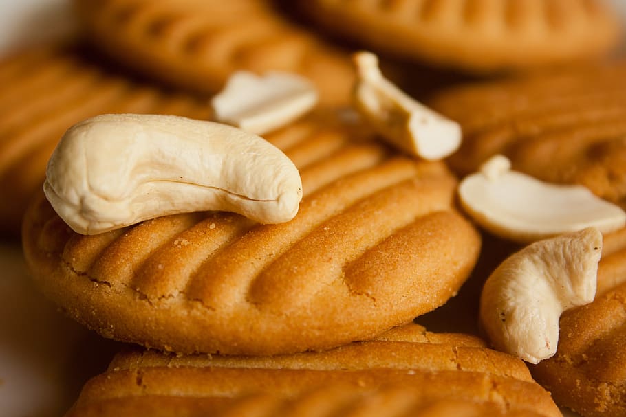 galetes, cookies, anacards, nou, torrat, pastisseria, al forn, menjar, menjar i beguda, frescor, primer pla, a l'interior, cap gent, menjar poc saludable, menjar ràpid, llest per menjar, natura morta, enfocament selectiu, berenar, tir de l'estudi, indulgència, menjar dolç, centrar-se en primer pla, pa, fregit, element de pastisseria al forn, temptació, esmorzar, menjar francès, 4K