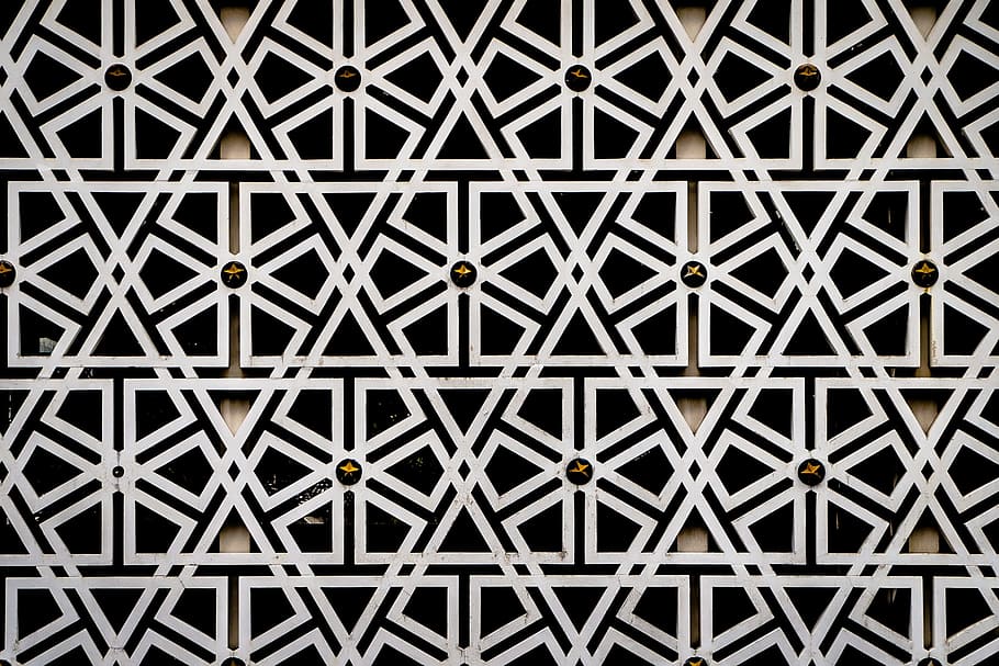 negre, blanc, resum, pintura, arabesque, patró, islàmic, geomètric, línia, mesquita, masjid negara, disseny, geometria, fons, marc complet, patró sense fissures, cap gent, primer pla, metall, forma, repetició, creativitat, arquitectura, forma geomètrica, estructura construïda, a l'interior, textura, sòls, quadrícula, Criss cross, art i artesania, ornamentat, 1080P