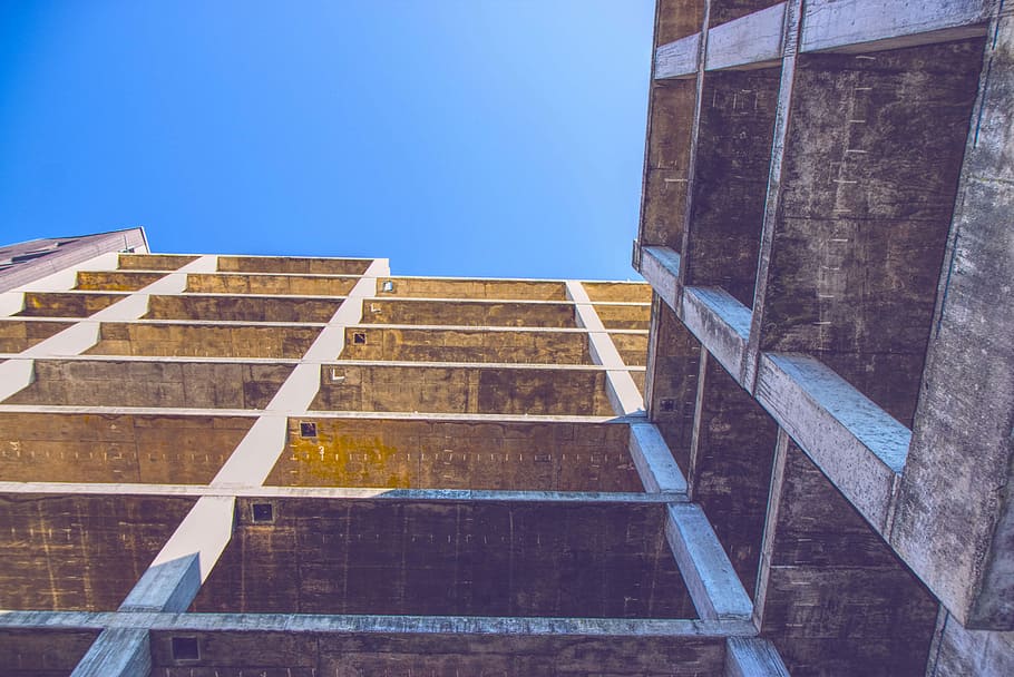 Structure, Building, Architecture, House, city, urban, exterior, property, industry, town, architectural, development, built structure, construction site, building exterior, window, day, low angle view, sky, no people, clear sky, nature, blue, sunlight, wood - material, outdoors, wall - building feature, wall, staircase, glass - material, 5K