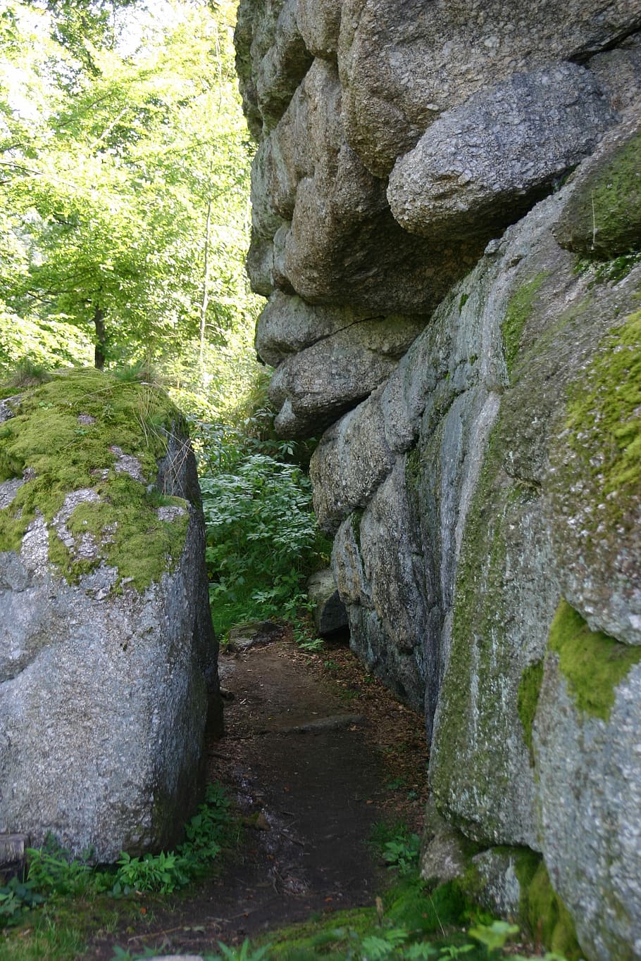 Pfad, Wald, Stein, Natur, Rock, Rock - Objekt, Tag, Moos, draußen, keine Leute, solide, Pflanze, Felsformation, der Weg nach vorn, Richtung, Ruhe, Baum, texturiert, Land, Fußweg, Gras, die Architektur, Wachstum, Rau, Steinwand, 2K