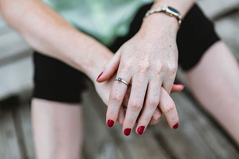 woman, hands, jewelry, Detail, female, jewellery, jewelery, ring, freckles, red nails, manicure, human Hand, people, women, togetherness, senior Adult, females, two People, holding Hands, close-up, caucasian Ethnicity, adult, friendship, love, teamwork, outdoors, touching, men, human body part, wedding, hand, nail, nail polish, one person, body part, focus on foreground, midsection, finger, wedding ring, human finger, celebration, fashion, human limb, 5K