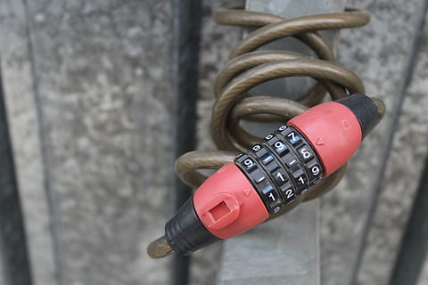 castle, combination lock, capping, combination, locks to, lockable, padlock, locked, sure, security, closure, pay, bike lock, focus on foreground, protection, lock, close-up, safety, day, metal, no people, number, connection, communication, red, outdoors, love, technology, hanging, high angle view, built structure, 5K, CC0, public domain, royalty free