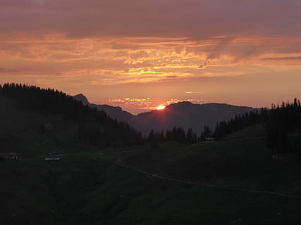 auringonlasku, tyrol, alppi-, maisemat - luonto, taivas, kauneus luonnossa, ympäristö, pilvi - taivas, oranssi väri, maisema, tyyneys, rauhallinen kohtaus, aurinko, puu, vuori, luonto, ei ihmisiä, kasvi, ei-kaupunkikuvia, idyllinen, siluetti, ulkona, 4K, CC0, public domain, rojaltivapaa