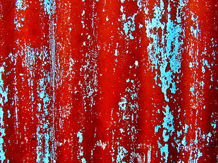 rouge, bleu, surface, Contexte, peindre, rouillé, ondulé, sale, floconneux, fond rouge, conception, texture, toile de fond, modèle, grunge, motif de fond, fond grunge, texture grunge, arrière-plans texturés, arrière-plans, plein cadre, texturé, altéré, personne, construction de murs, fermer, vieux, endommagé, fatigué, déclin, journée, bois - matériau, architecture, détérioration, structure construite, mauvaise condition, abstrait, 2K, CC0, domaine public, libre de droits