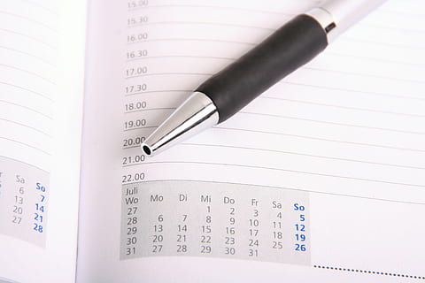 gray, click pen, white, line paper, calendar, time, plan, office, note, appointment, schedule, leave, pen, schedule plan, planning, paper, finance, no people, indoors, business, close-up, day, number, document, still life, corporate business, high angle view, table, education, text, pencil, writing instrument, chart, note pad, paperwork, 2K, CC0, public domain, royalty free