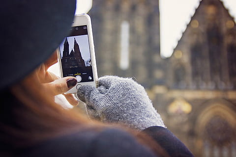 camera, digital, iphone, mobile phone, picture, prague, smartphone, taking photo, one person, holding, adult, architecture, selective focus, human hand, day, hand, technology, close-up, young adult, human body part, nature, portrait, photographing, communication, gun, over the shoulder view, 4K, CC0, public domain, royalty free