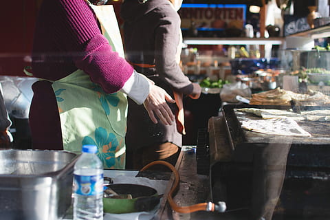 woman cooking turkish gozleme, Woman, cooking, Turkish Gozleme, farmers market, gozleme, hands, outside, food, people, men, market, one person, preparation, one man only, food and drink, adults only, midsection, real people, occupation, kitchen, business, indoors, working, hand, human hand, freshness, standing, small business, commercial kitchen, adult, preparing food, chef, 5K